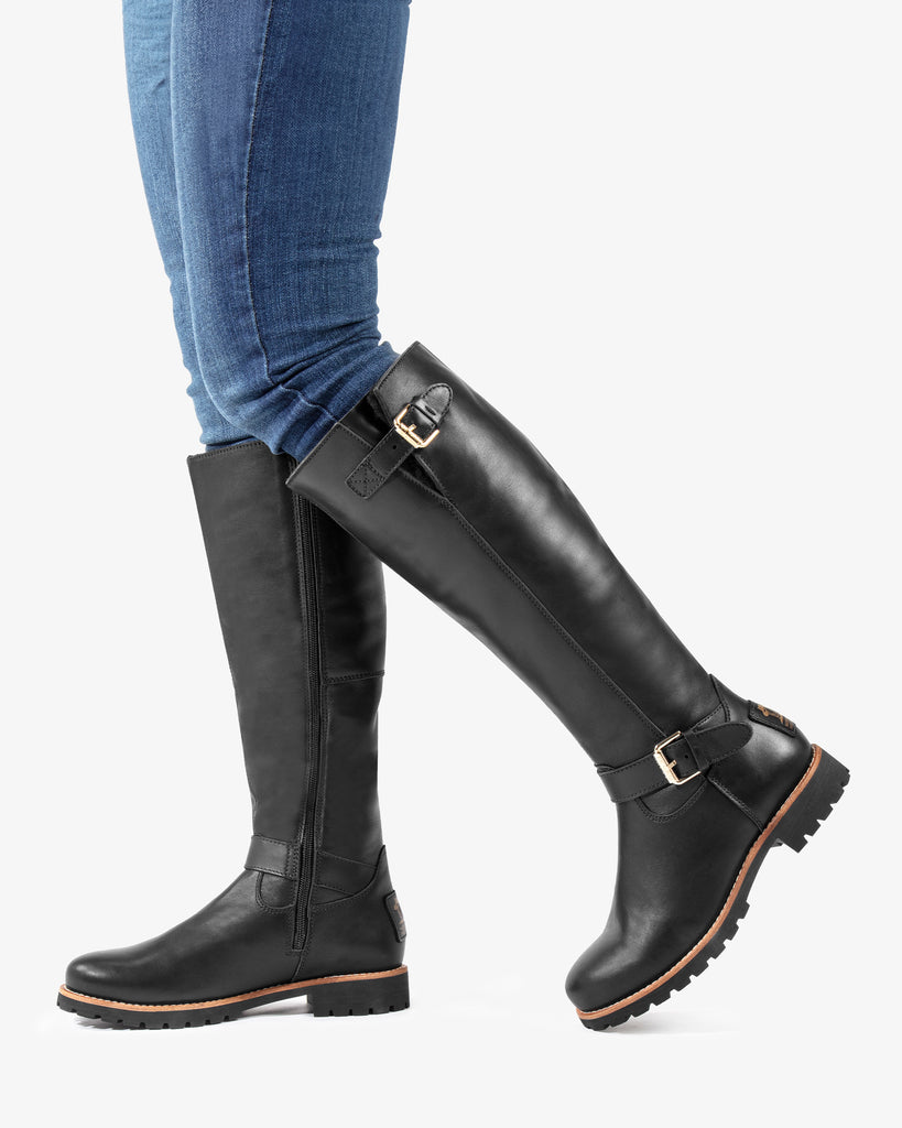 Amberes Igloo Trav botas de piel con forro interior de pelo natural. negro