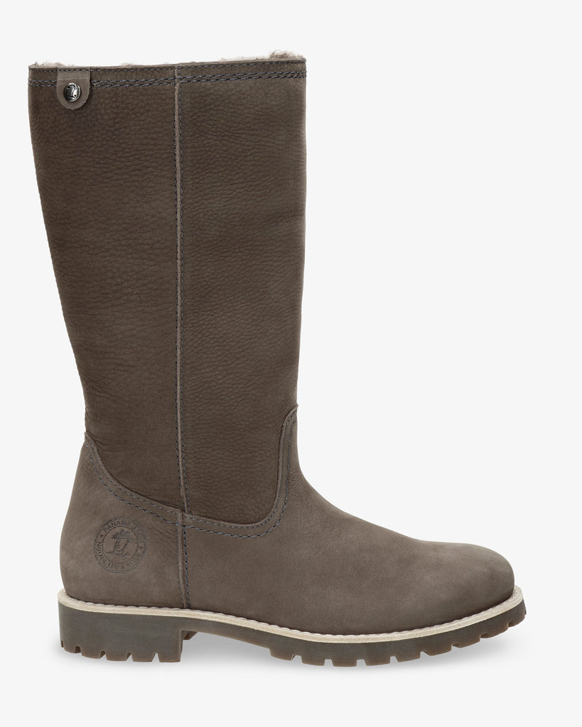 Bambina Igloo botas de piel con forro interior de pelo natural. gris