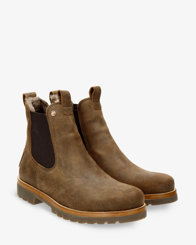 Burton Igloo botines de piel con forro interior de pelo natural. marron