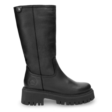 Charlotte botas de piel con forro interior de pelo. negro