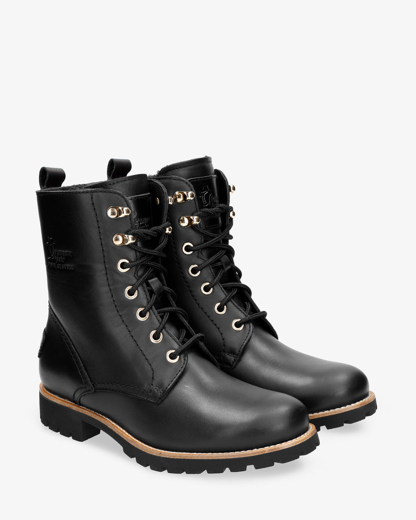 Fara Igloo Trav botas de piel con forro interior de pelo natural. negro