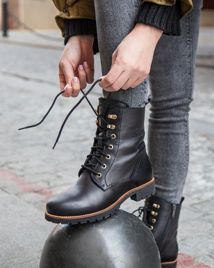 Fara Igloo Trav botas de piel con forro interior de pelo natural. negro