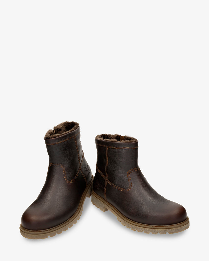 Fedrik botas de piel con forro interior de pelo. castaño