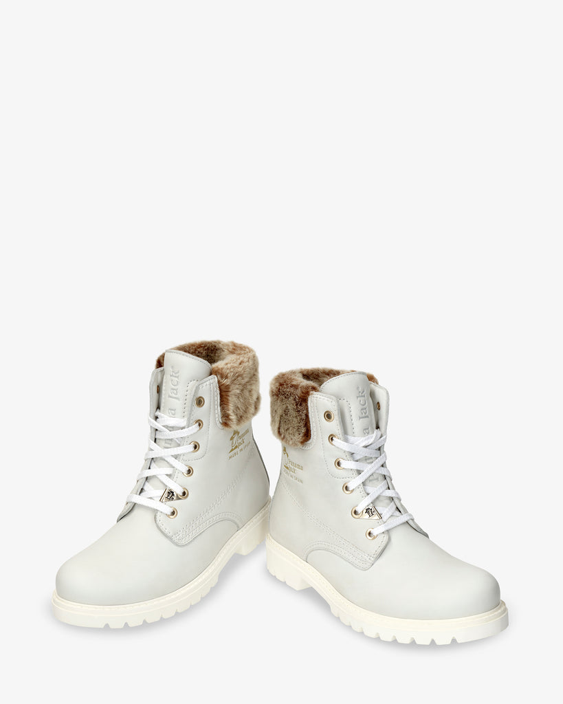 Felicia botas de piel con forro interior de piel. blanco