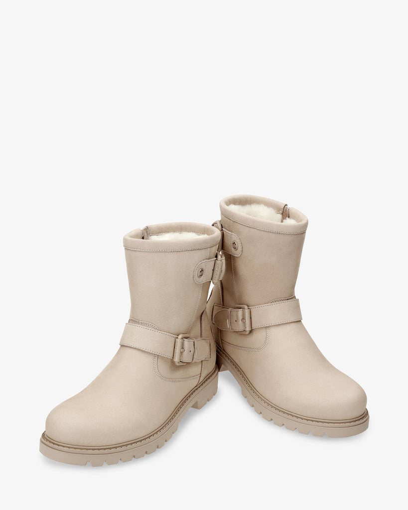 Felina Igloo botas de piel con forro interior de pelo natural. crudo