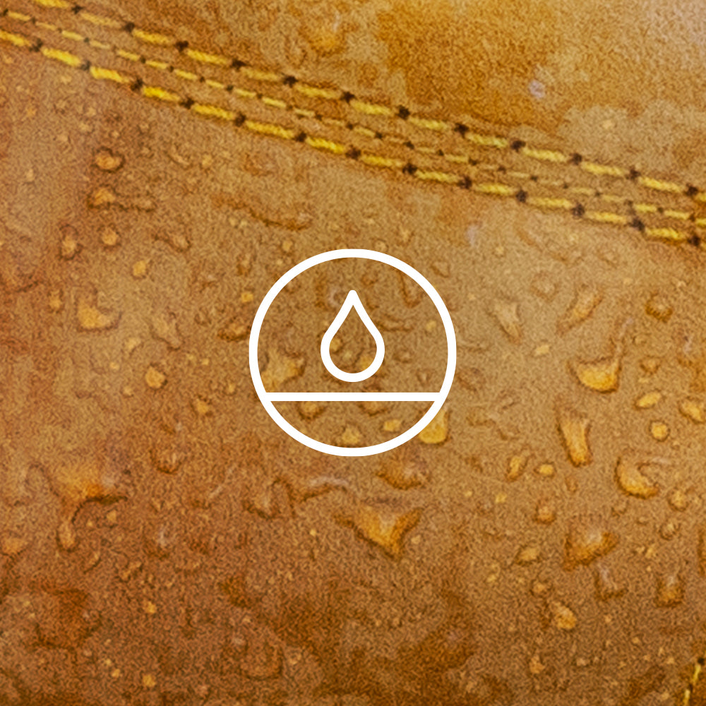 Icono waterproof y foto detalle gotas en la piel