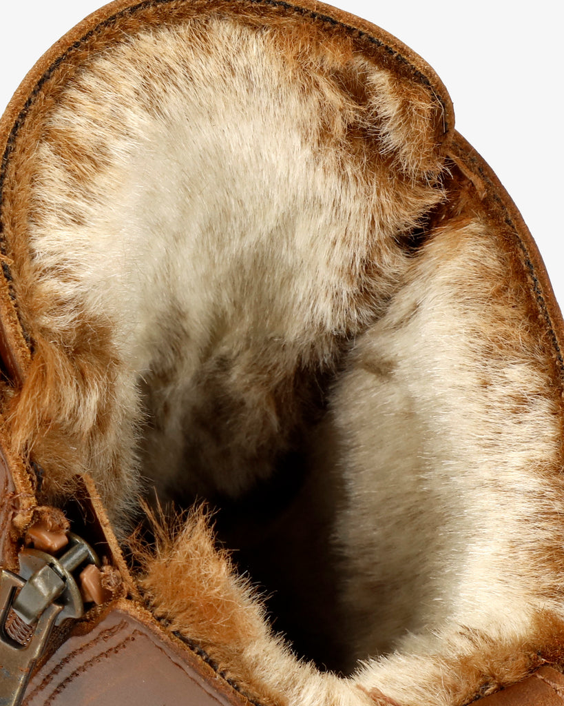 Frisia botas de piel con forro interior de pelo. camel