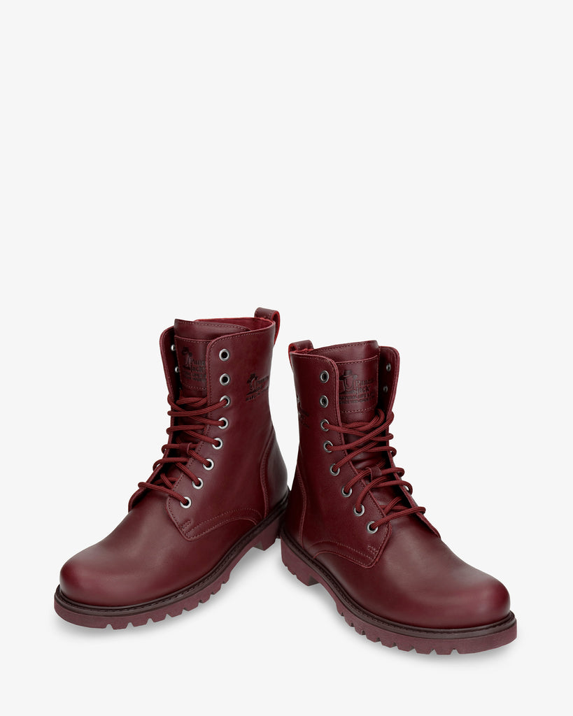 Frisia botas de piel con forro interior de piel. burdeos