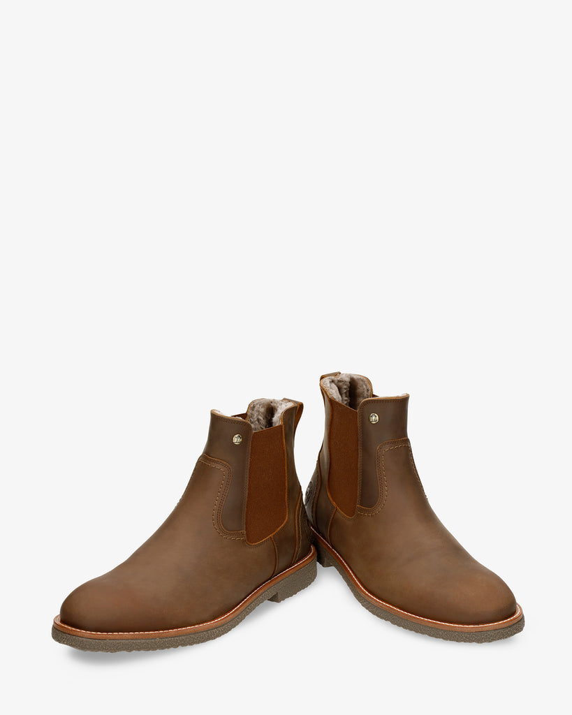 Garnock Igloo botines de piel con forro interior de pelo natural. cuero