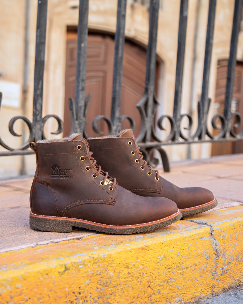 Glasgow Igloo botines de piel con forro interior de pelo natural. cuero