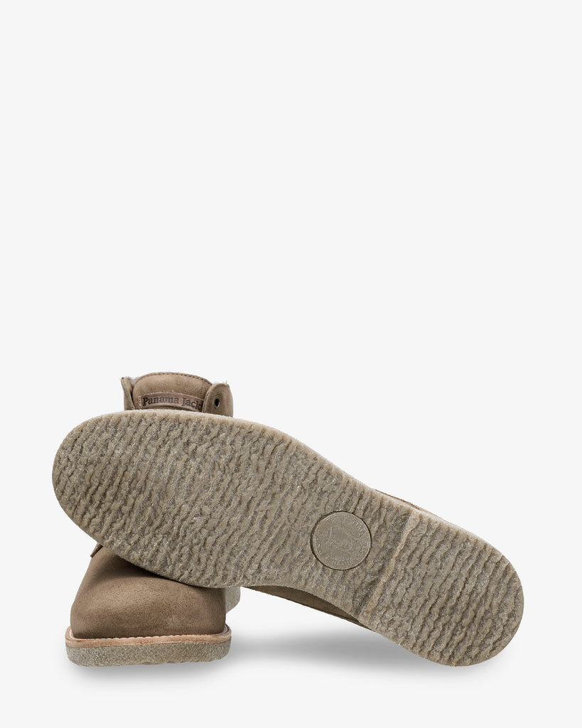 Glasgow Igloo botines de piel con forro interior de pelo natural. humo