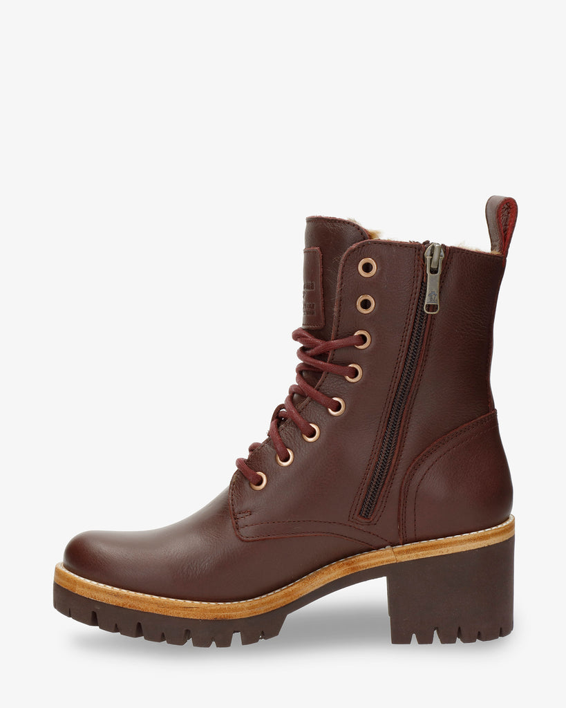 Padma botas de piel con forro interior de pelo. burdeos