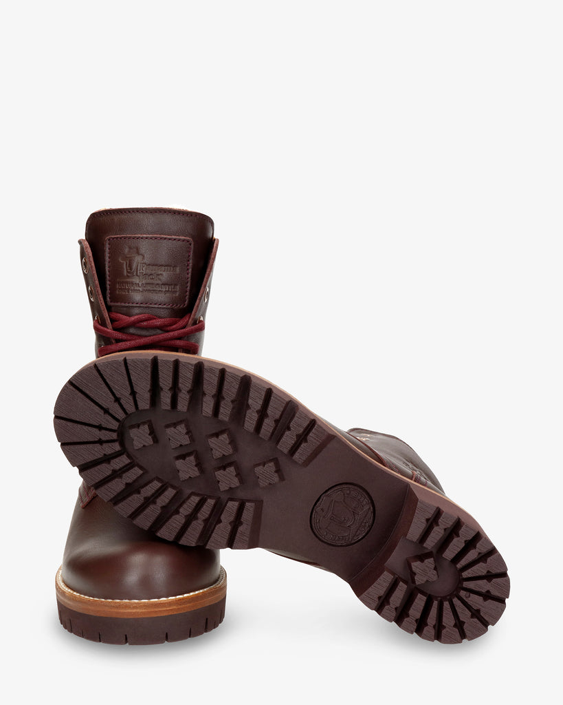 Padma botas de piel con forro interior de pelo. burdeos