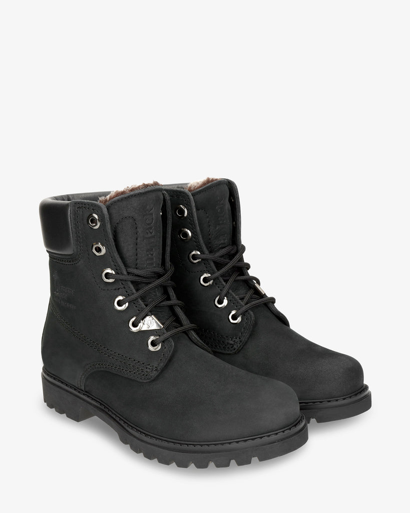 Panama 03 botas de piel con forro interior de pelo. negro