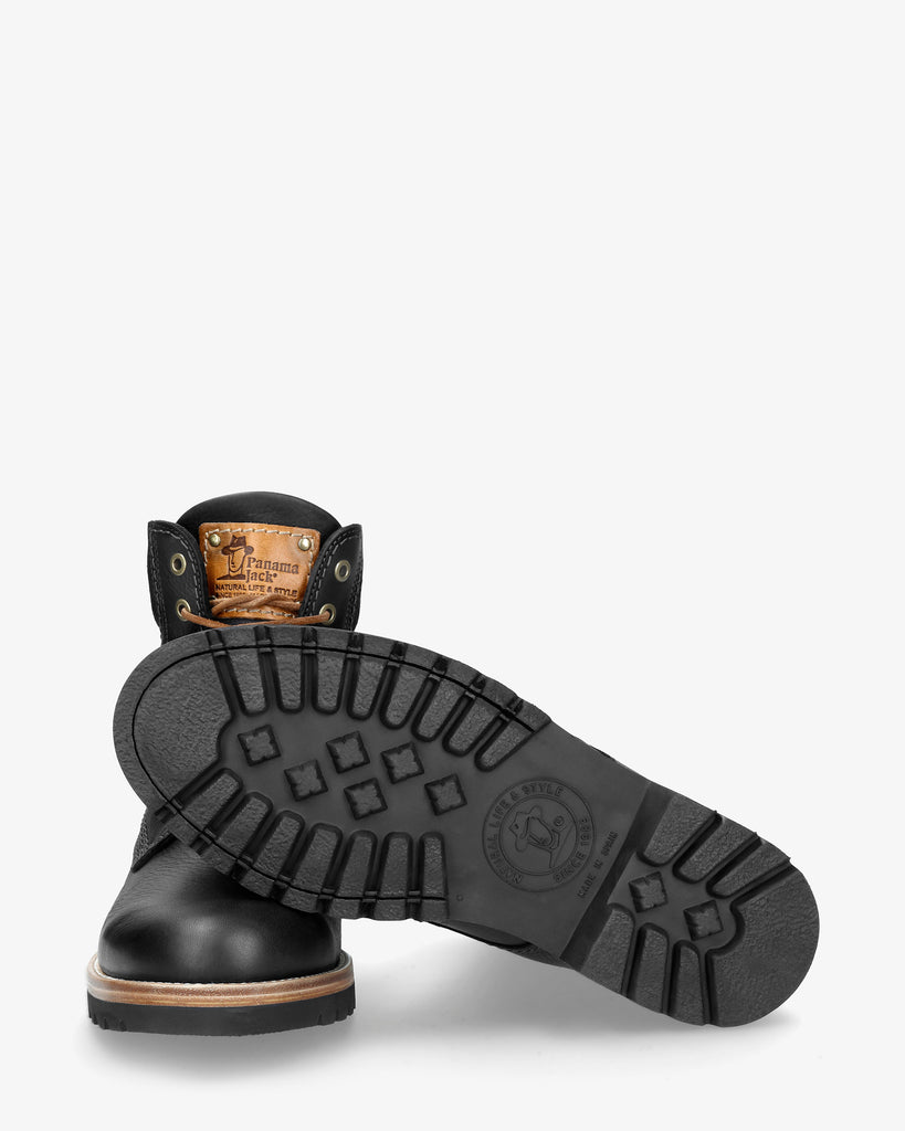 Panama 03 botas de piel con forro interior de piel. negro