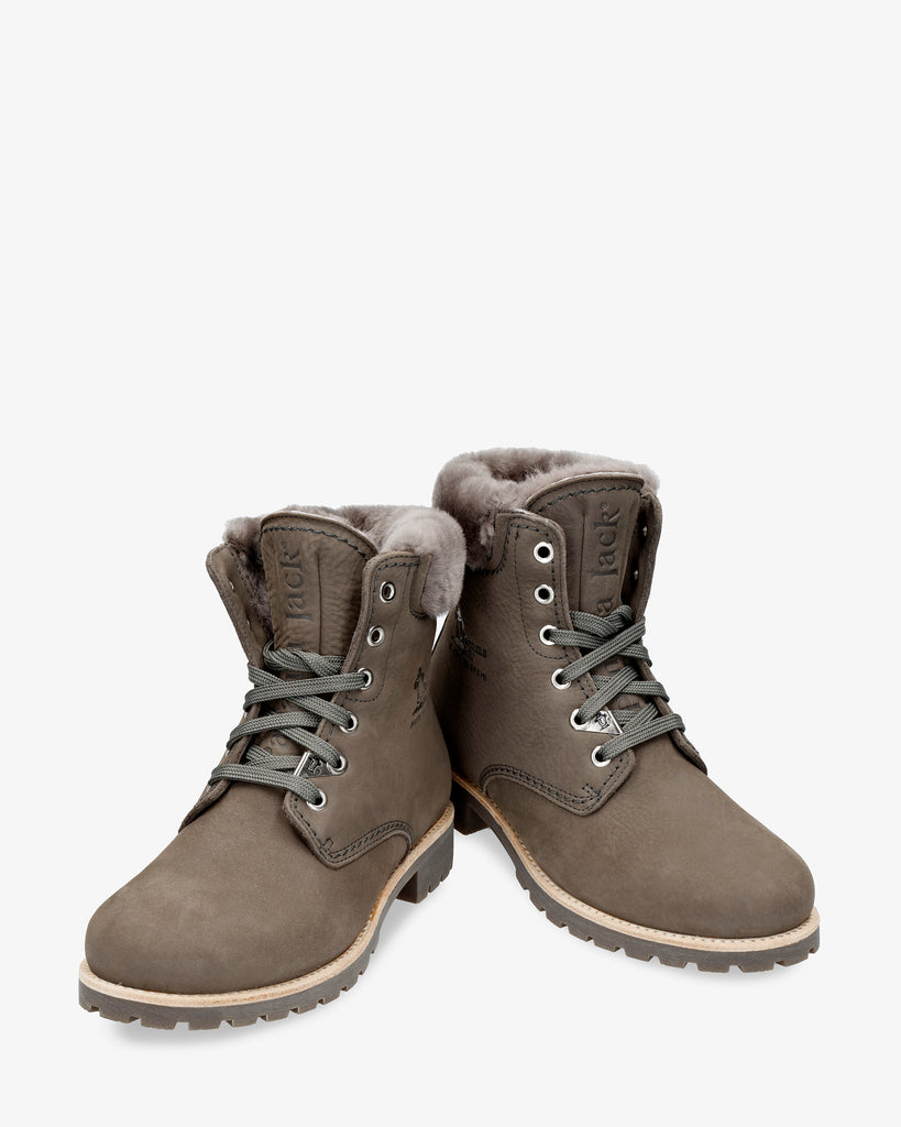 Panama 03 Igloo botas de piel con forro interior de pelo natural. gris