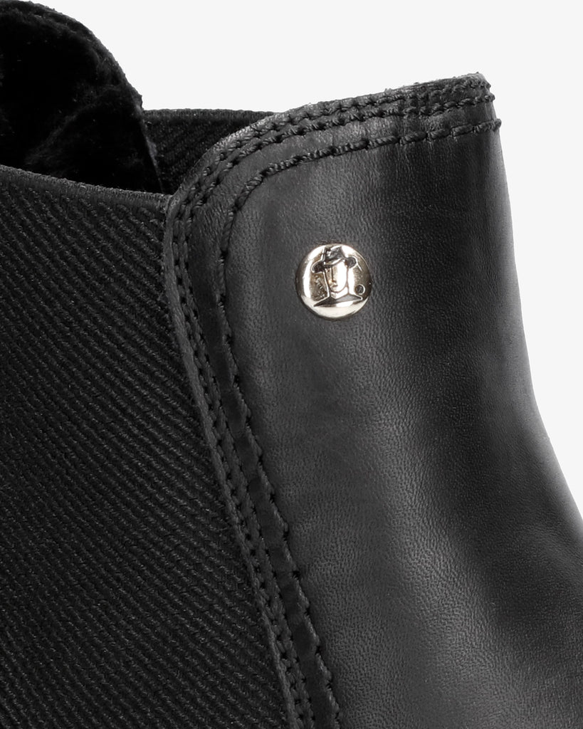 Pia Igloo Trav botines de piel con forro interior de pelo natural. negro