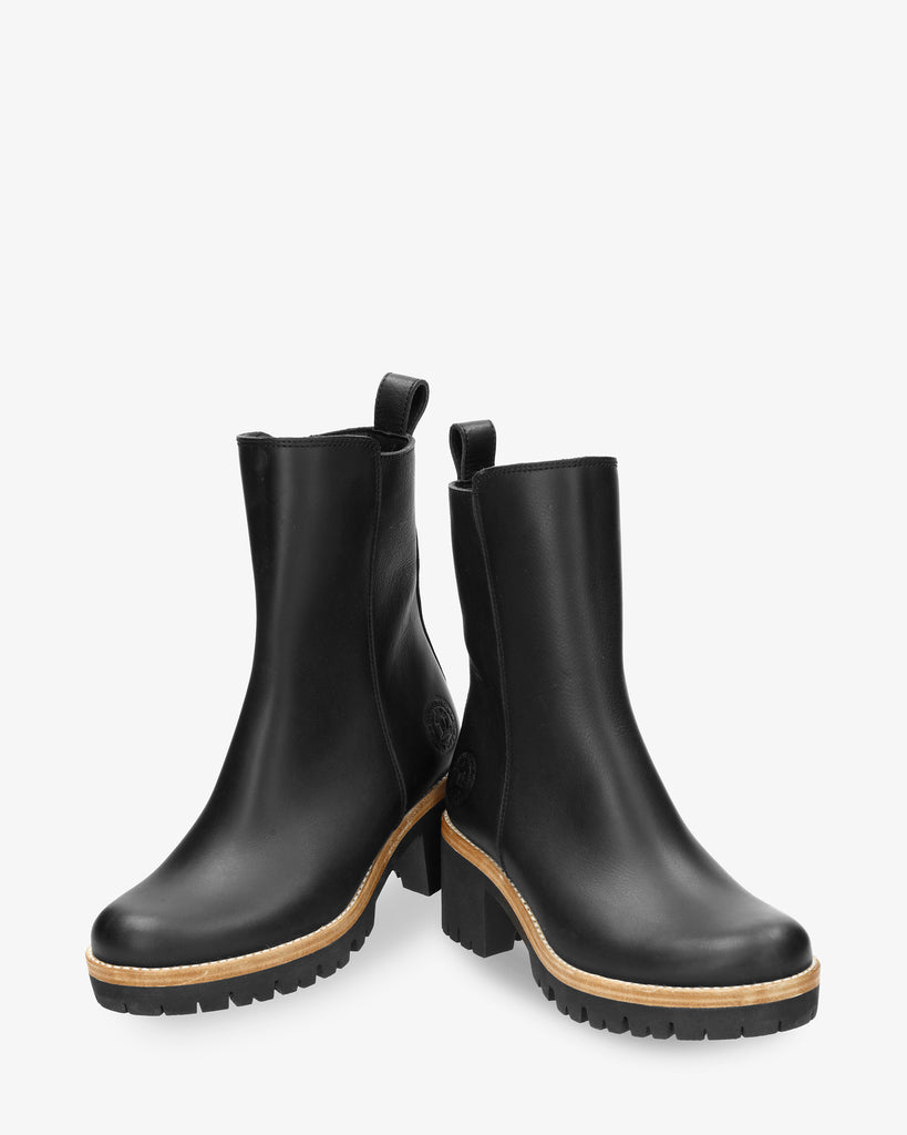 Polet botas de piel con forro interior de piel. negro