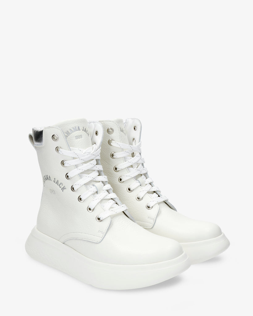 Yuca botas de piel con forro interior de piel. blanco